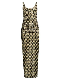Wilder Printed Stretch-Velvet Sleeveless Gown