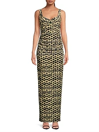 Wilder Printed Stretch-Velvet Sleeveless Gown