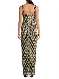 Wilder Printed Stretch-Velvet Sleeveless Gown