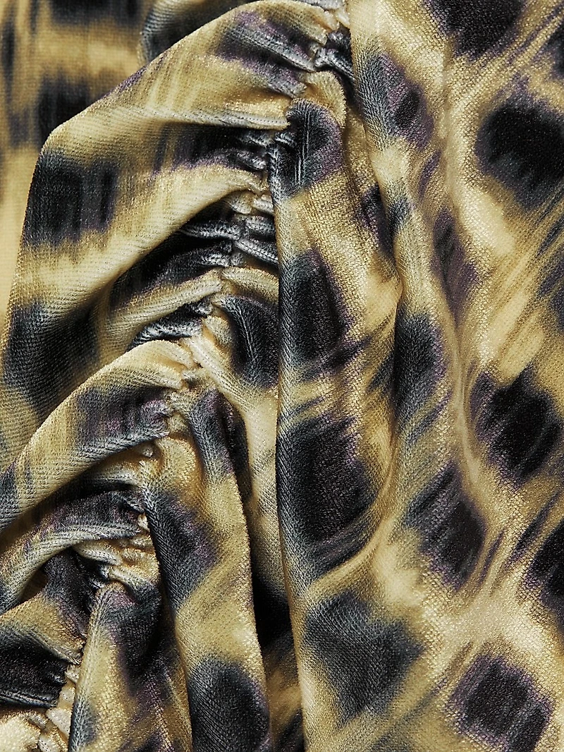 Wilder Printed Stretch-Velvet Sleeveless Gown