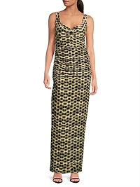 Wilder Printed Stretch-Velvet Sleeveless Gown