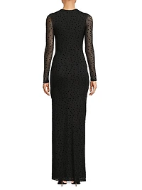 Marika Polka-Dot Mesh Maxi Dress