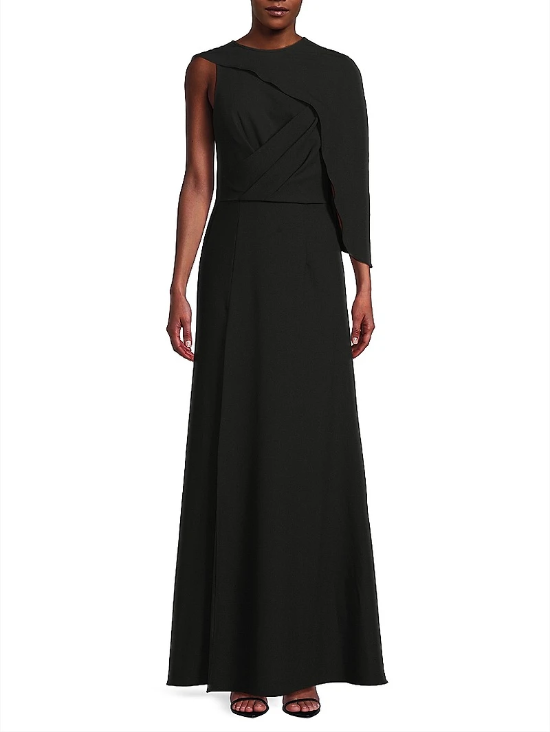 Kissam Crepe Faux-Wrap Gown