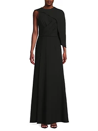 Kissam Crepe Faux-Wrap Gown