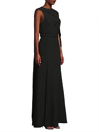 Kissam Crepe Faux-Wrap Gown