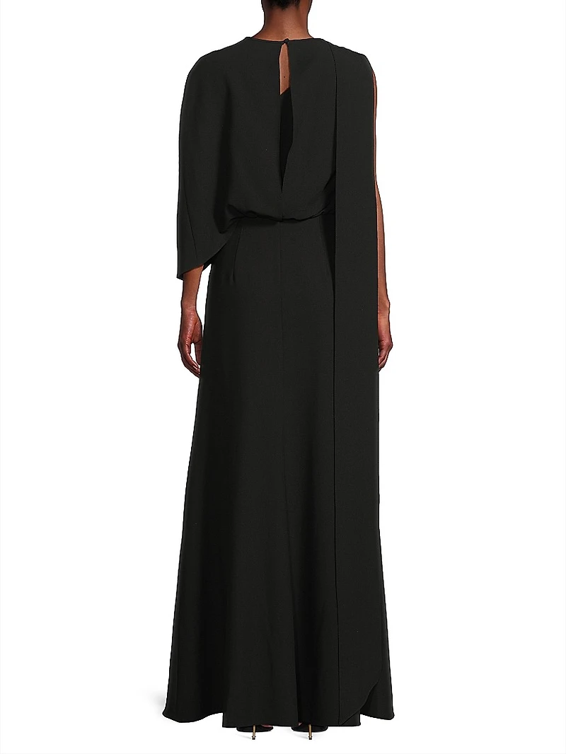 Kissam Crepe Faux-Wrap Gown