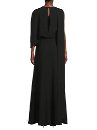 Kissam Crepe Faux-Wrap Gown