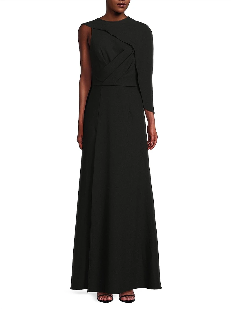 Kissam Crepe Faux-Wrap Gown