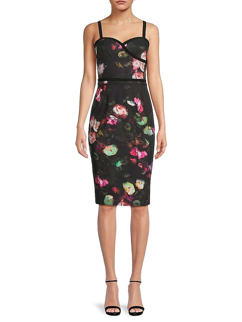 Daria Floral Sweetheart Midi-Dress