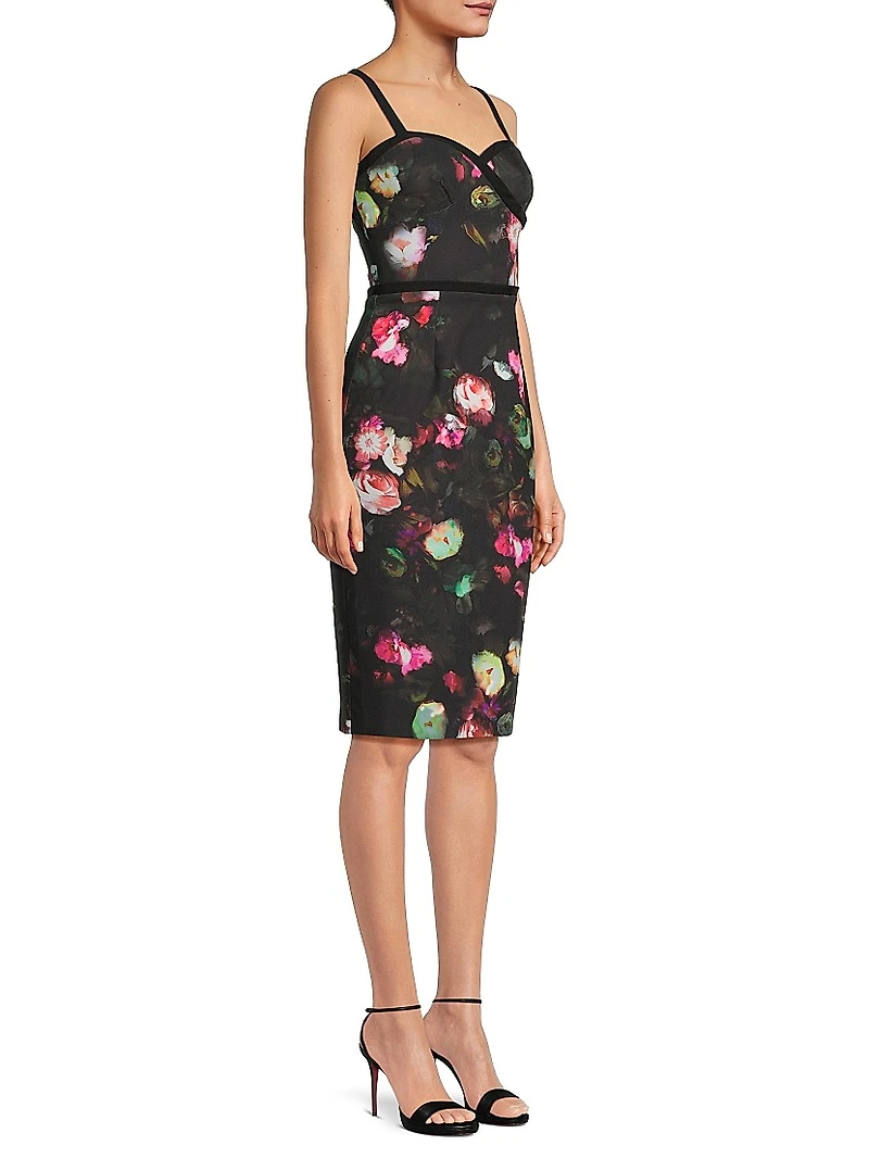 Daria Floral Sweetheart Midi-Dress
