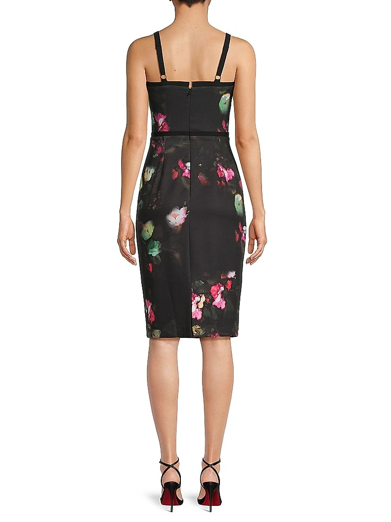 Daria Floral Sweetheart Midi-Dress