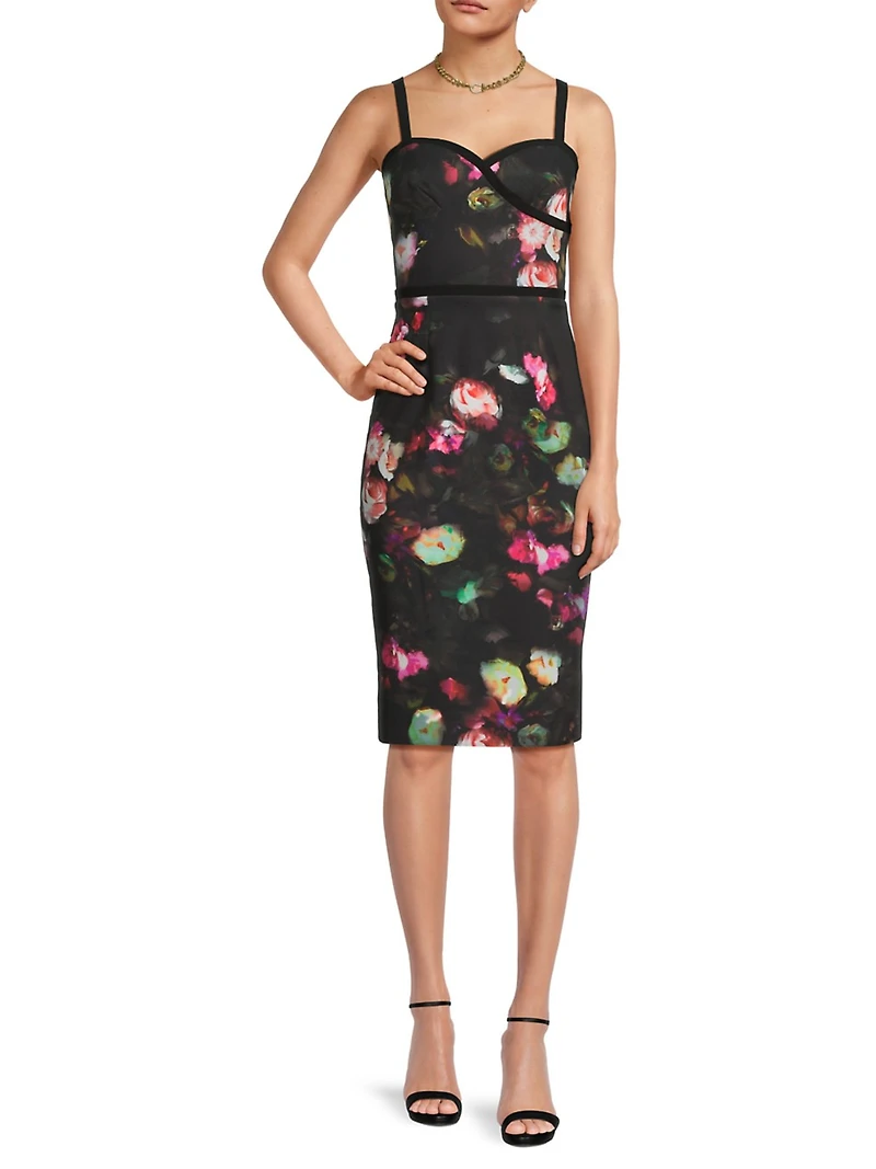 Daria Floral Sweetheart Midi-Dress
