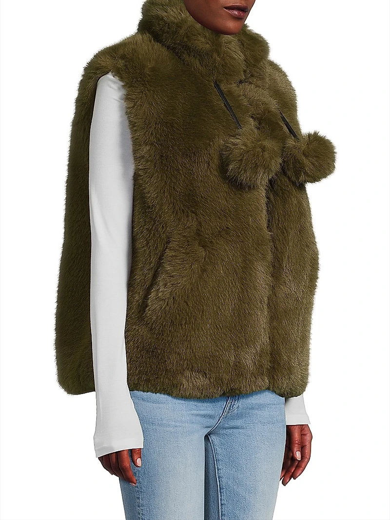 Ruby Faux Fur Pom-Pom Vest