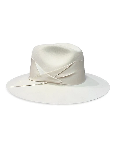 Gardenia Asymmetric Ribbon Fedora