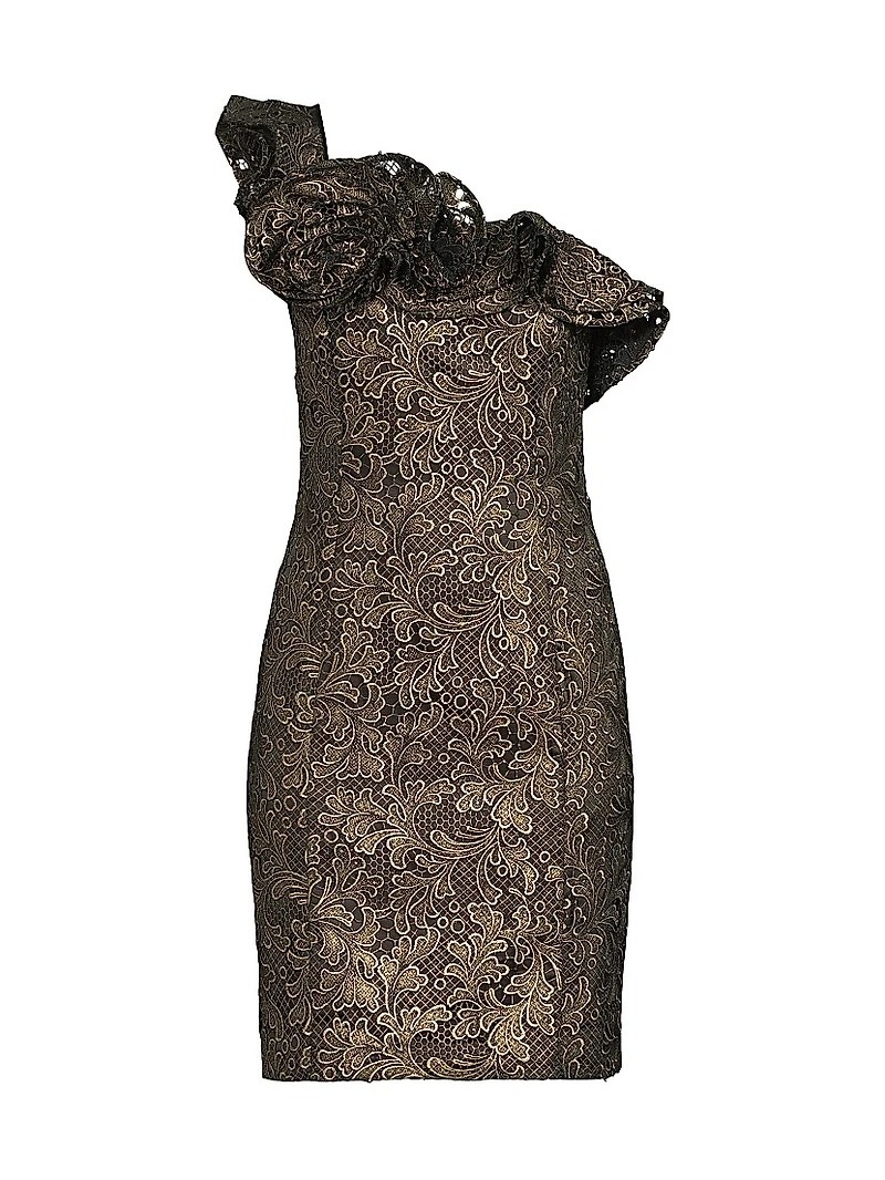 Taja Metallic Lace One-Shoulder Minidress