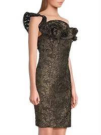 Taja Metallic Lace One-Shoulder Minidress
