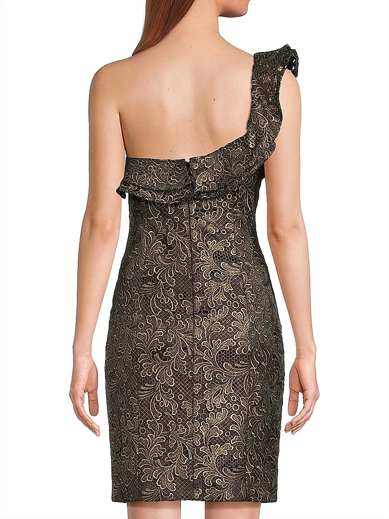 Taja Metallic Lace One-Shoulder Minidress