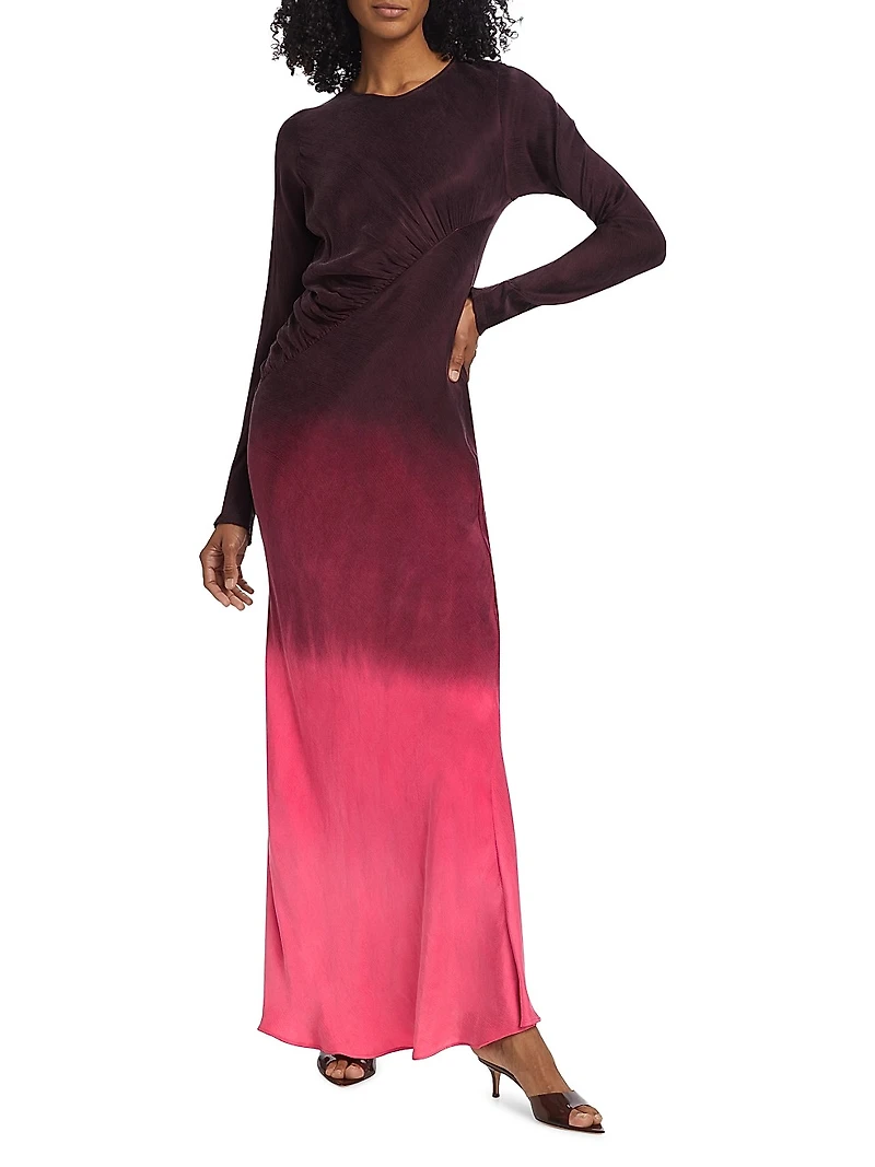 Fluid Drape Dip-Dye Maxi Dress