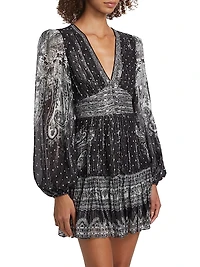 Viri Metallic Paisley V-Neck Minidress