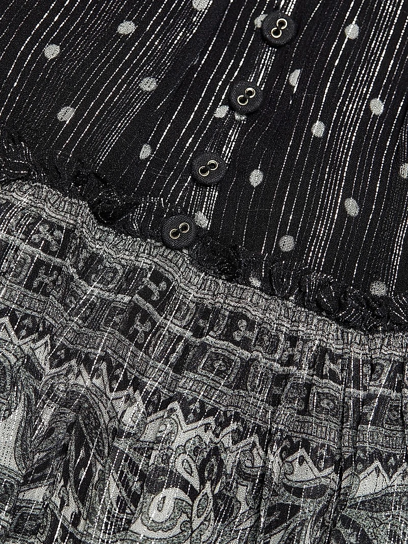 Viri Metallic Paisley V-Neck Minidress