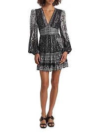 Viri Metallic Paisley V-Neck Minidress