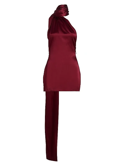 One-Shoulder Scarf Minidress