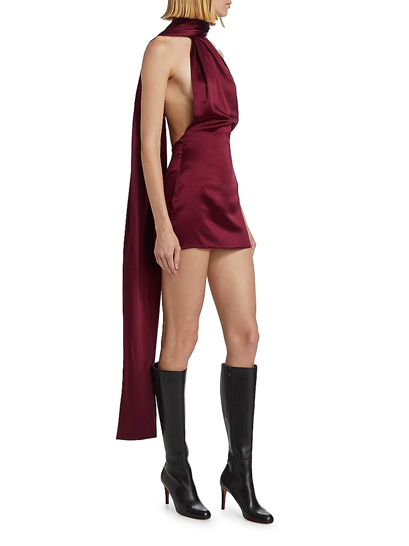 One-Shoulder Scarf Minidress