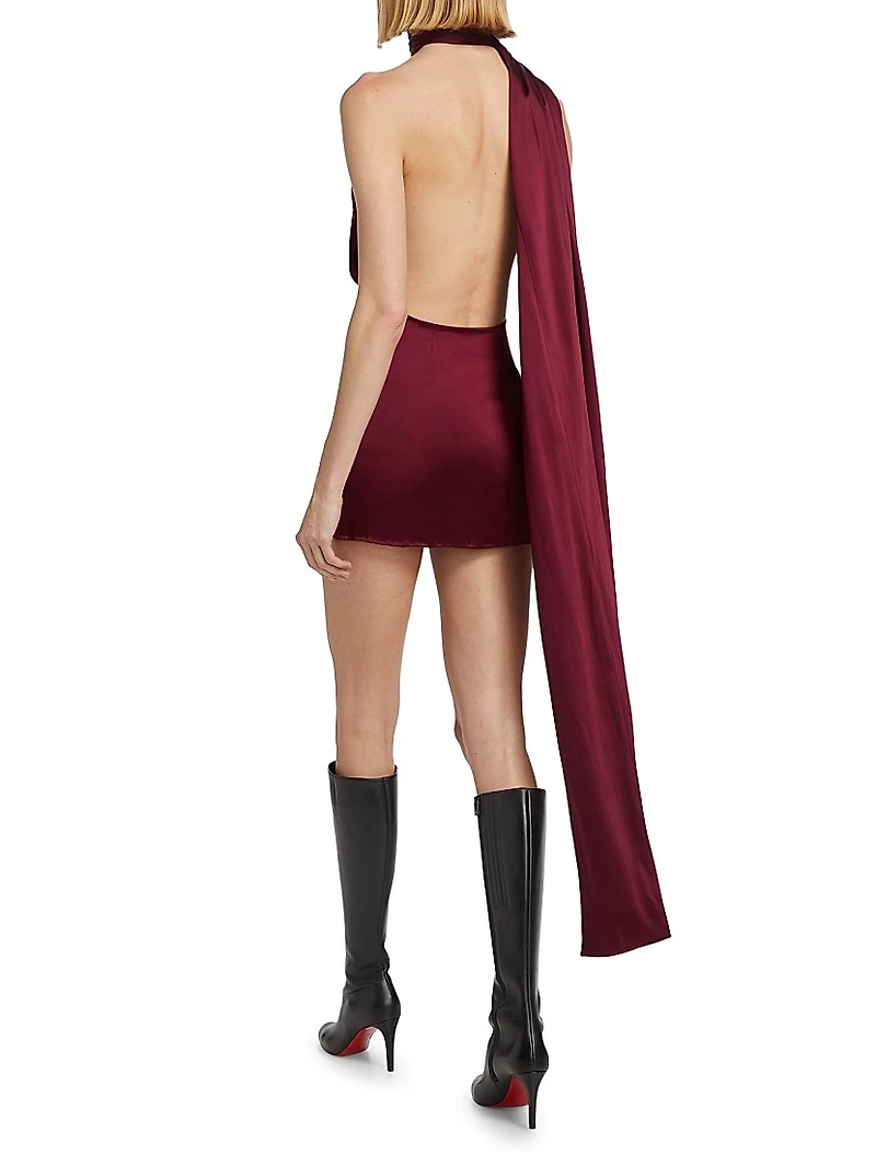 One-Shoulder Scarf Minidress