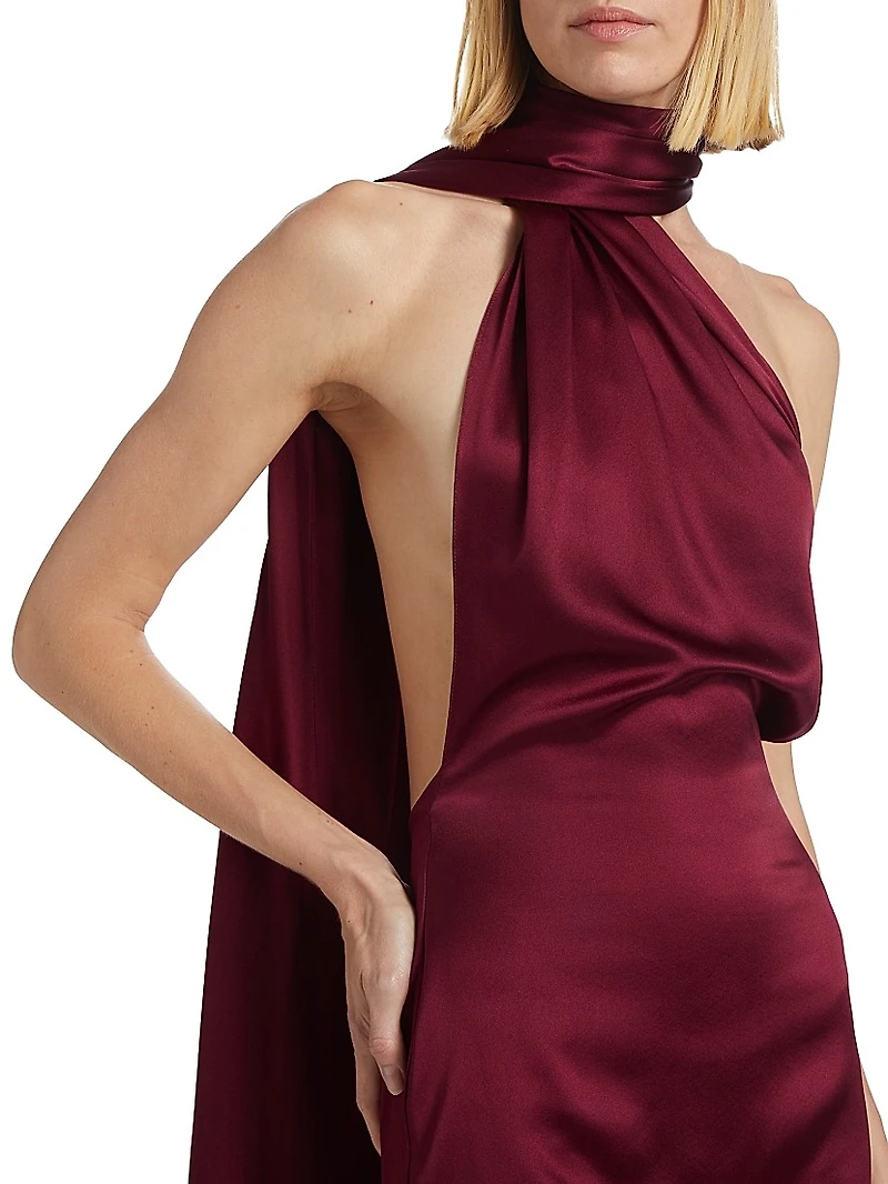 One-Shoulder Scarf Minidress