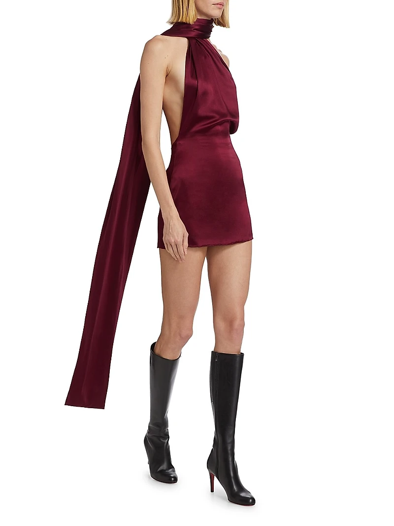 One-Shoulder Scarf Minidress