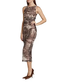Tiffany Printed Body-Con Midi-Dress