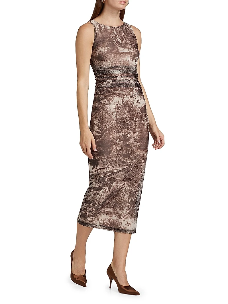 Tiffany Printed Body-Con Midi-Dress