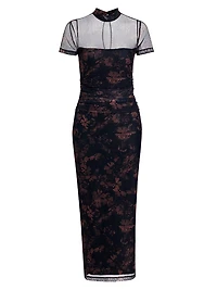 Dominique Floral Illusion Body-Con Midi-Dress