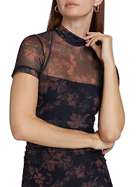 Dominique Floral Illusion Body-Con Midi-Dress