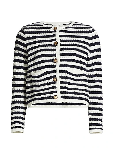 Gaspard Striped Knit Crewneck Cardigan