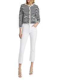 Gaspard Striped Knit Crewneck Cardigan