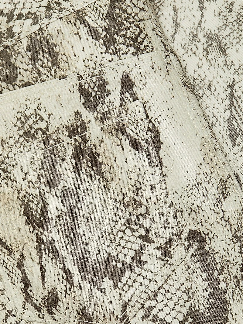 Tati Snake-Print Boot-Cut Crop Jeans