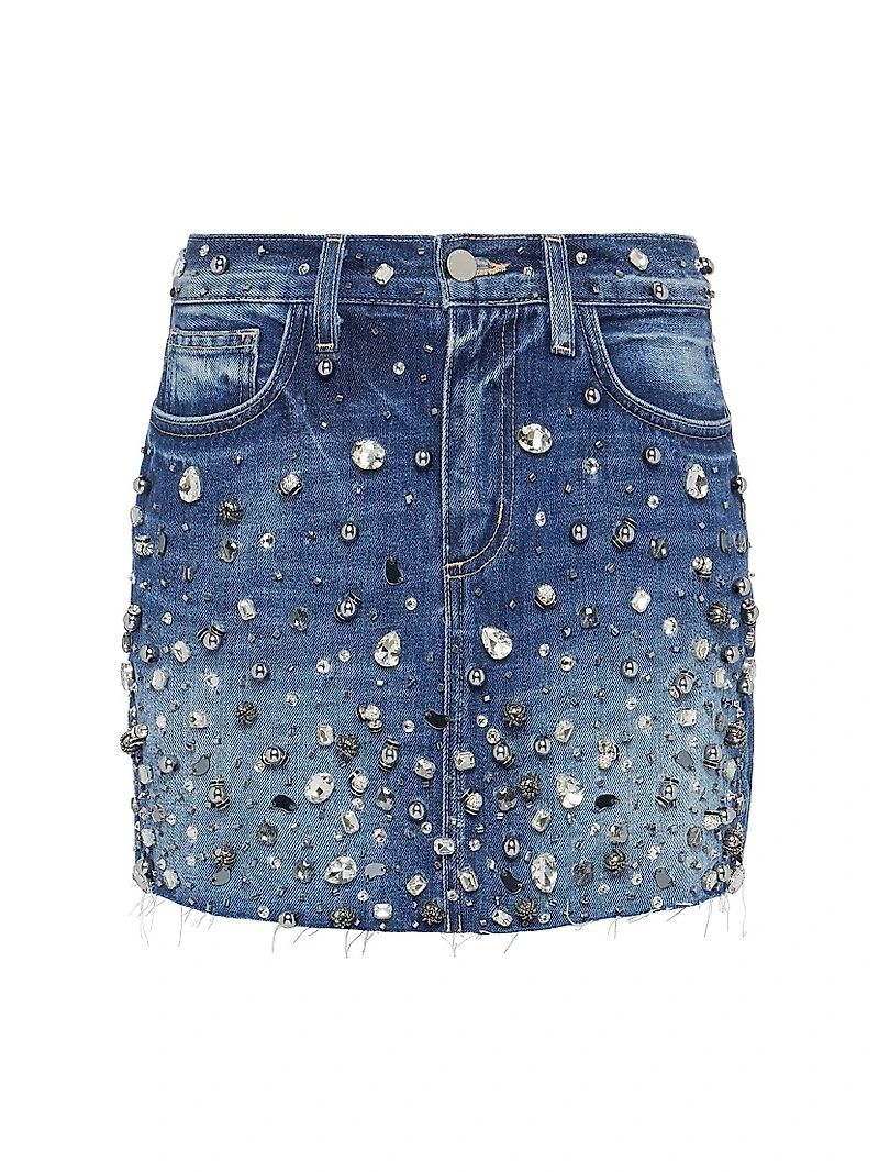 Paris Embellished Denim Miniskirt