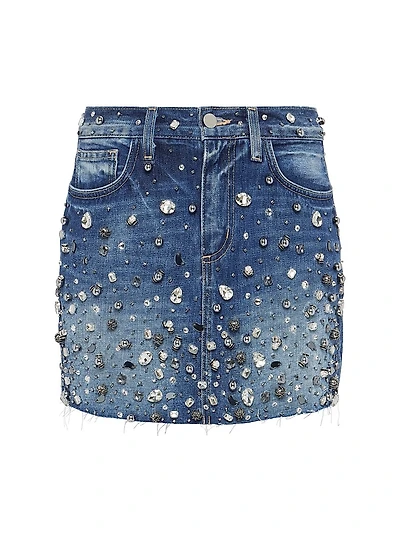 Paris Embellished Denim Miniskirt