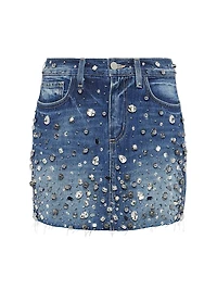 Paris Embellished Denim Miniskirt