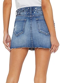 Paris Embellished Denim Miniskirt