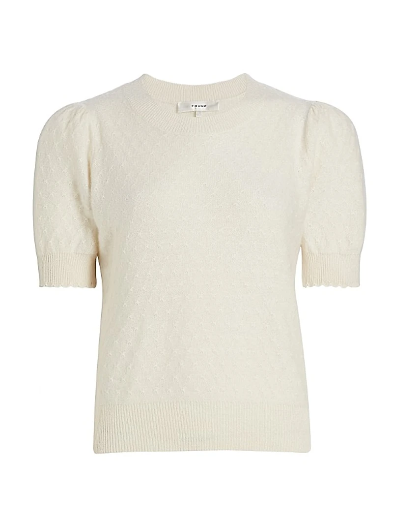 Pointelle Puff-Sleeve Sweater
