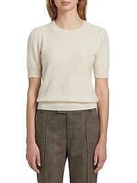 Pointelle Puff-Sleeve Sweater