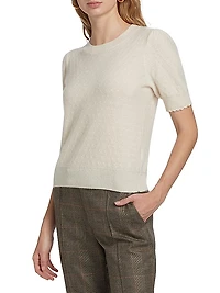 Pointelle Puff-Sleeve Sweater