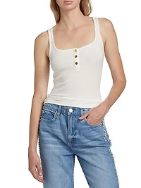 Ribbed Button-Up Tank Top