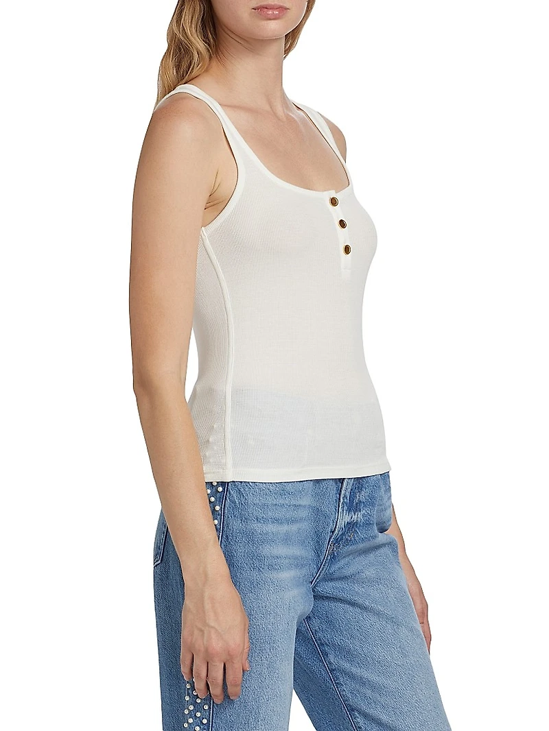 Ribbed Button-Up Tank Top