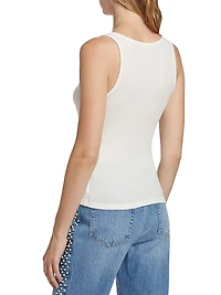 Ribbed Button-Up Tank Top