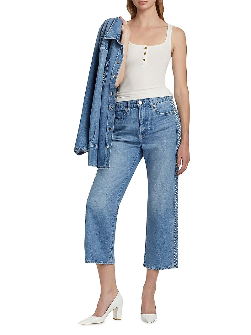 Ribbed Button-Up Tank Top