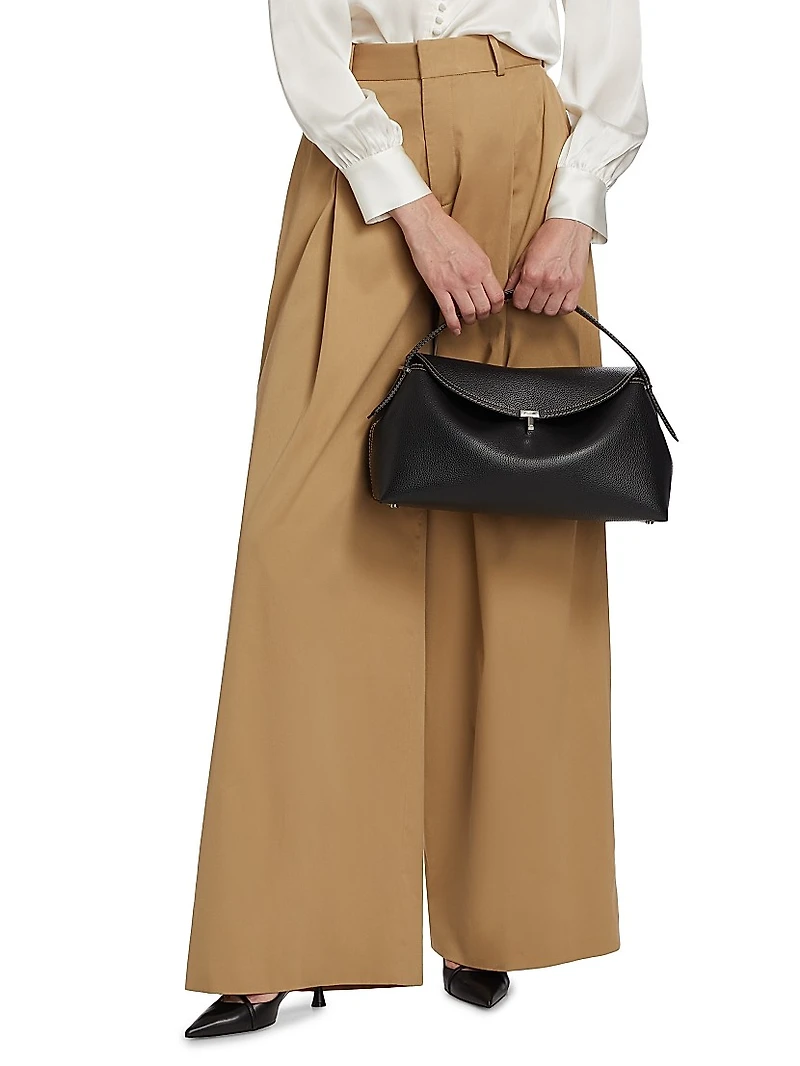 Pleated Stretch-Cotton Wide-Leg Pants