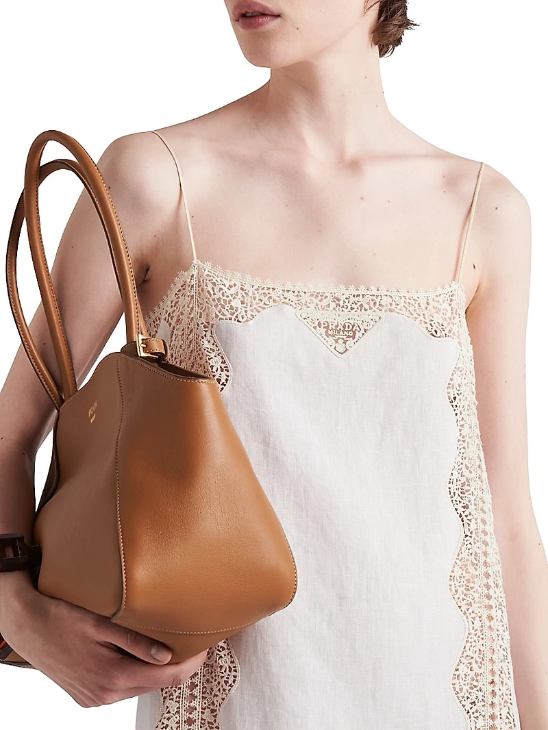 Embroidered Lace-Trimmed Linen Dress